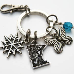 Personalized Minnesota Keychain, US State Map Zipper Pull, Butterfly ...