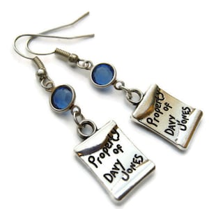 Pendientes Davy Jones Birthstone, Pendientes piratas personalizados, Pendientes de mapa del tesoro, Joyas de Ocean Beach, Cosplay, Ganchos hipoalergénicos para las orejas