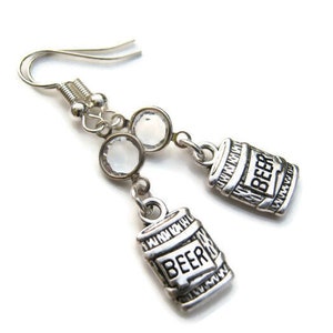 Beer Barrel Birthstone Earrings, Peronalized Bartender Earrings on Hypoallergenic Ear hooks, Alcohol, Brewery, Foodie, Bar Pub Jewelry