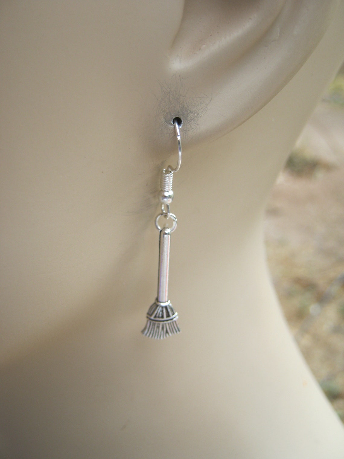 Broom Earrings Broomstick Earrings Antiqued Silver Witch Etsy