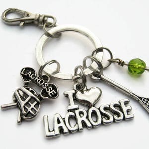 Lacrosse Keychain, I Love Lacrosse Zipper Pull,  Personalized Accessory, Athletic Keychain Lanyard, Lacrosse Player Gift, Sports Inspired