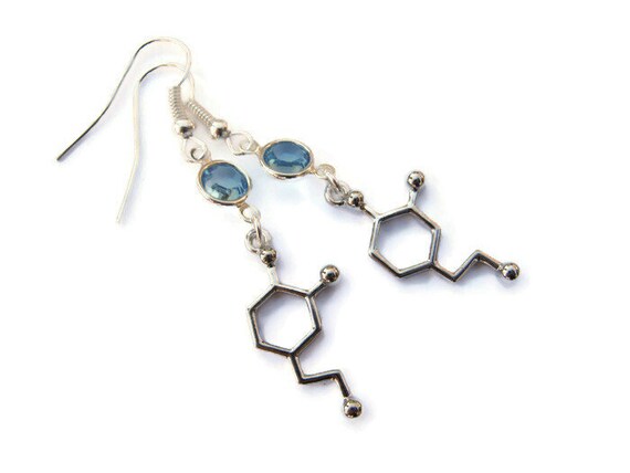 Molecule Birthstone Earrings Personalized Dopamine Science