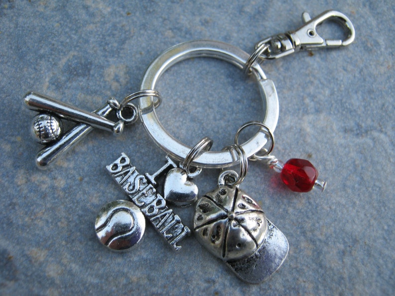 I Love Baseball Keychain Sports Inspired Athletic Keychain Lanyard Baseball Zipper Pull Personalized Accessory Baseball Player Gift