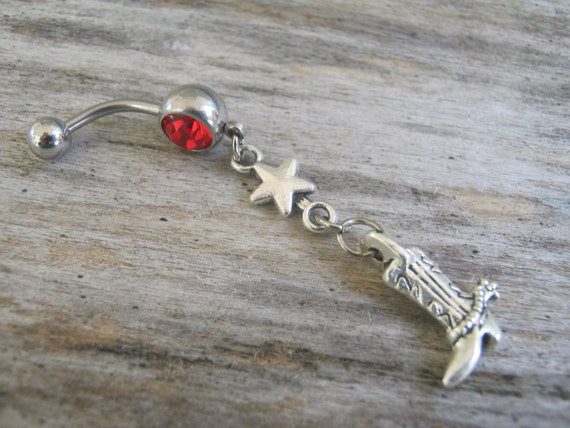Country Belly Button Jewelry Cowboy Boot Belly Ring Cowgirl Navel Piercing Cowboy Up County Western Inspired Star Body Jewelry Etsy UK