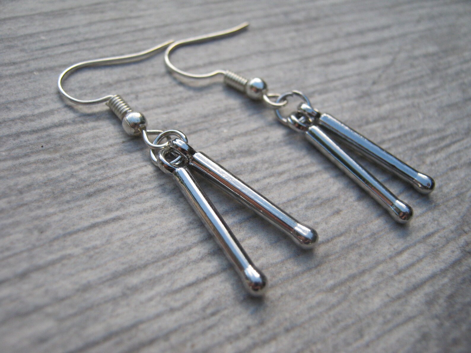 Drumsticks Earrings Antiqued Silver Music Charm Earrings Etsy