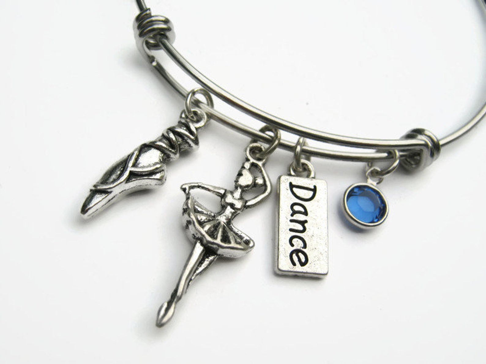 personalized ballerina bracelet, expandable bangle bracelet, stainless steel bracelet, dance jewelry, ballet shoe slipper, athle