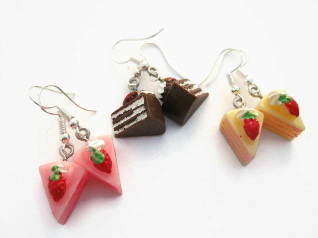 Cake Slice Earrings Acrylic Food Charm Earrings Personalized Etsy