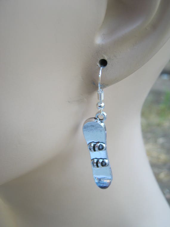 sterling silver. Earrings snowboard extremely miniature pendant