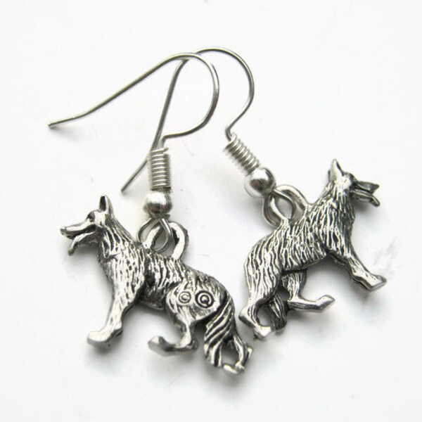 3D German Shepherd Earrings, Sterling Silver Plated Dog Breed Earrings, Personalized Canine Jewelry, Working Dog Charm, Breeder Gift