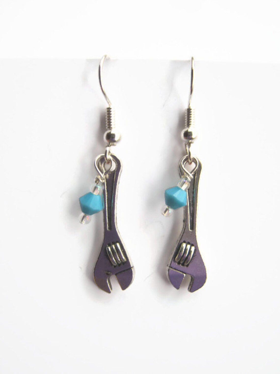 Wrench Earrings Mechanic Earrings Antiqued Silver Earrings Etsy