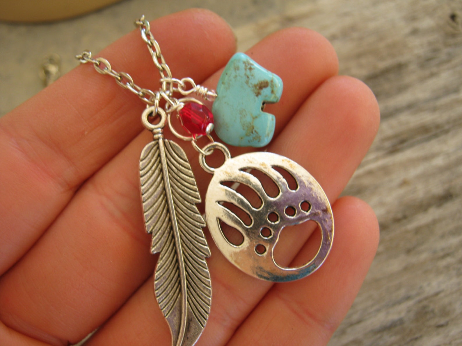 Bear Paw Feather Necklace Zuni Bear Jewelry Southwestern Etsy