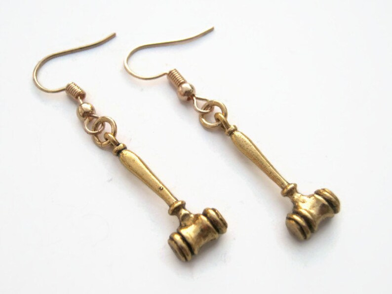 Gold Gavel Earrings 24K Gold Plated Judge Charm Earrings Etsy