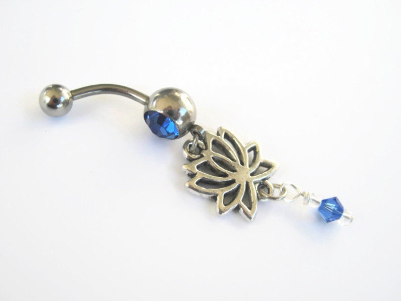 Lotus Belly Ring Lotus Flower Belly Button Ring Personalized Etsy