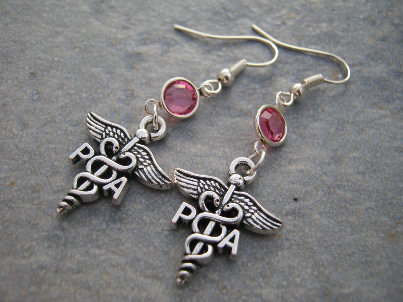 Physician Assistant Birthstone Earrings PA Caduceus Earrings Etsy