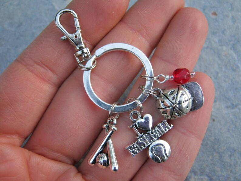 I Love Baseball Keychain Sports Inspired Athletic Keychain Lanyard Baseball Zipper Pull Personalized Accessory Baseball Player Gift