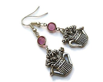 Watering Can Birthstone Earrings, Personalized Garden Earrings on Hypoallergenic Ear hooks, Gardener Jewelry, DIY Gardening Gift, Backyard