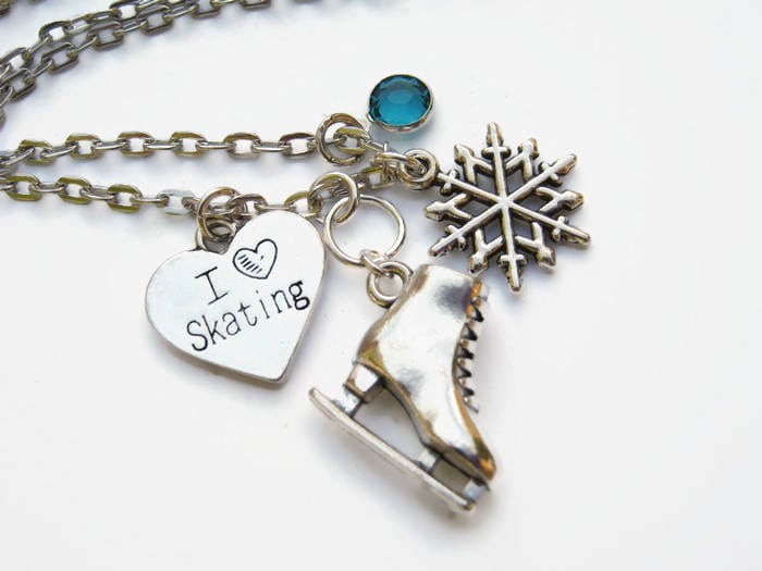 Ice Skating Necklace Personalized Birthstone Jewelry I love Etsy