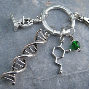 Personalized Scientist Keychain, DNA Double Helix Zipper Pull, Geek Techie Science Accessory, Chemist Keychain Lanyard, Lab Gift