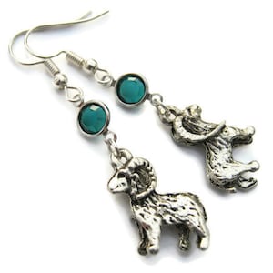 Bighorn Sheep Birthstone Earrings, Personalized Ram Earrings on Hypoallergenic Ear Hooks, Longhorn Earrings, Animal Jewelry, Nature, Aries