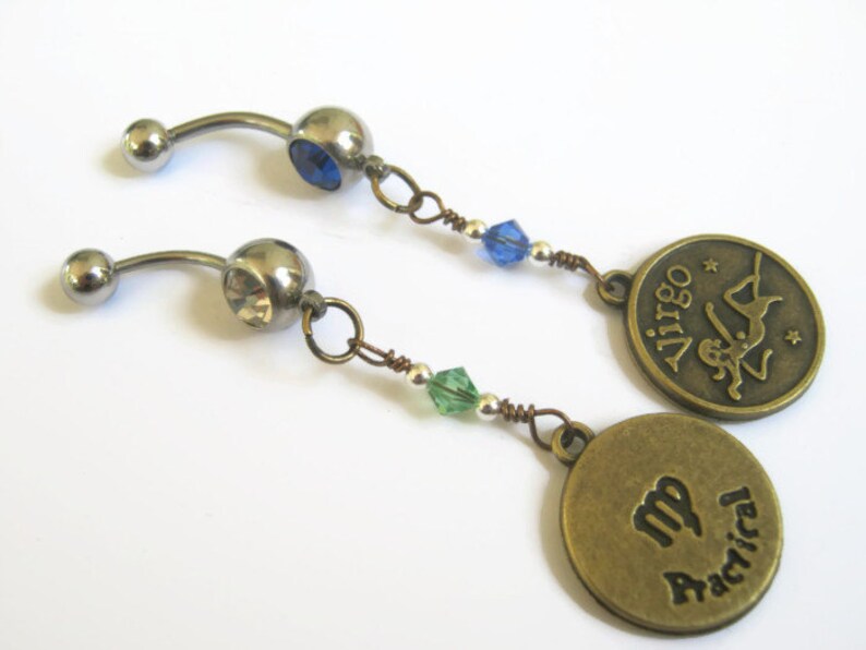 Virgo Belly Ring BRONZE Belly Button Jewelry Personalized Etsy