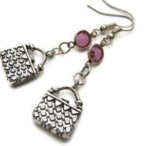 Pendientes de piedra de nacimiento de bolso, pendientes personalizados, joyería de moda, bolso, regalo de diseñador de accesorios, encanto de embrague, ganchos para orejas hipoalergénicos
