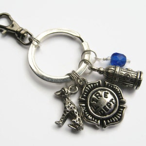Firefighter KeyChain, Fire Department Zipper Pull, Fireman Personalized Accessory, Firewoman Keychain, EMT, Dalmation, Fireplug Hydrant