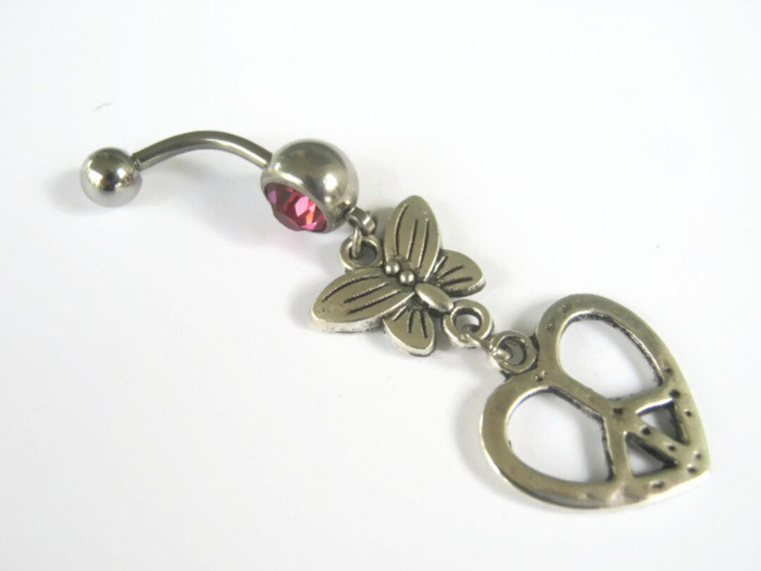 Peace sign belly button rings sale