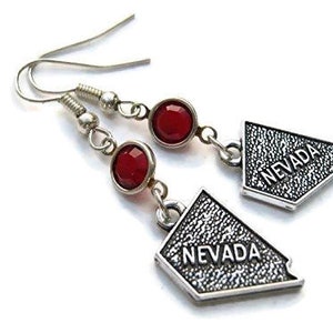 Pendientes de piedra natal de Nevada, Pendientes de geografía personalizada, Pendientes del estado de EE. UU., Regalo de Las Vegas, Joyas de Nevada