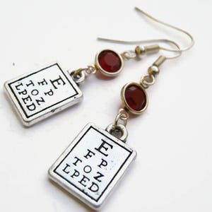 Eye Chart Birthstone Earrings, Personalized Charm Earrings, Ophthalmologist Earrings, Optician Gift, s Jewelry, Vision