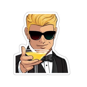 Naklejka wycinana „Cocktail Cheers Man” | Okulary przeciwsłoneczne Martini Tuxedo Guy
