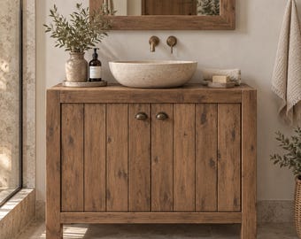 Rustic Bathroom Vanity, Wood Bathroom Vanity, Solid Wood Farmhouse Vanity, Handmade Bathroom Cabinet