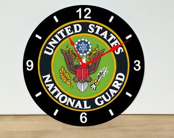 United States National Guard Logo Wall Clock – Art Home Decor - Acrylic Print - 11.5" Diameter - Custom Made in the United States