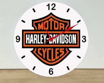 Harley Davidson Wall Clock – Motorcycle Wall Art Home Decor - 11.5" Diameter - Custom Made in the United States - H2