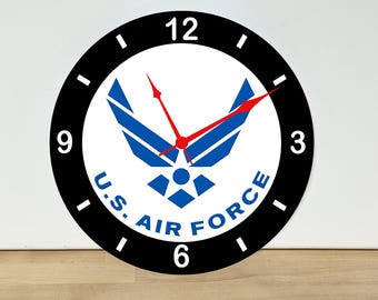 US Airforce Logo Wall Clock – American Wall Art Home Decor - Acrylic Print - 11.5" Diameter - Custom Made in the United States