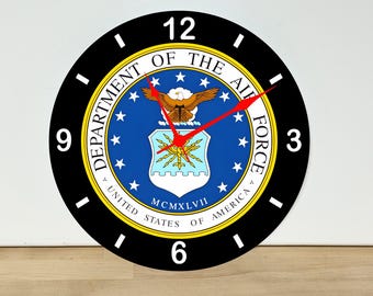 United States Department of Airforce Logo Wall Clock – Art Home Decor - Acrylic Print - 11.5" Diameter - Custom Made in the United States