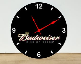 Budweiser King of Beers Wall Clock – Wall Art Home Decor - Acrylic Print - 11.5" Diameter - Custom Made in the United States