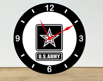United States Army Black Star Logo Wall Clock – Wall Art Home Decor - Acrylic Print - 11.5" Diameter - Custom Made in the United States