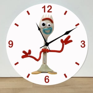 Toy Story "Forky" Wall Clock – Cartoon Acrylic Art Home Decor - 11.5" Diameter - Custom Made in the United States
