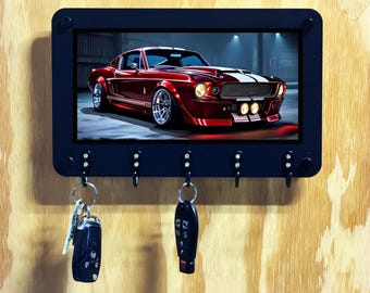 Ford Mustang Key Holder – Wall Art Home Decor - Acrylic Print - 12" Wide x 7.5" High - Custom Made in the United States