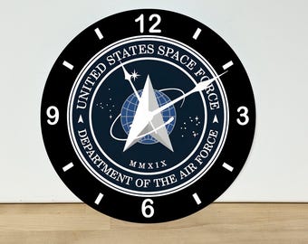 United States Space Force Logo Wall Clock – Art Home Decor - Acrylic Print - 11.5" Diameter - Custom Made in the United States