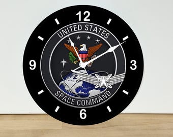 United States Space Command Logo Wall Clock – Art Home Decor - Acrylic Print - 11.5" Diameter - Custom Made in the United States