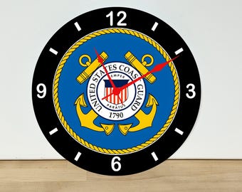 United States Coast Guard Logo Wall Clock – Wall Art Home Decor - Acrylic Print - 11.5" Diameter - Custom Made in the United States