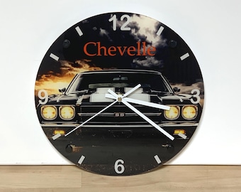Chevelle SS Wall Clock – Automobile Wall Art Home Decor - Acrylic Print - 11.5" Diameter - Custom Made in the United States