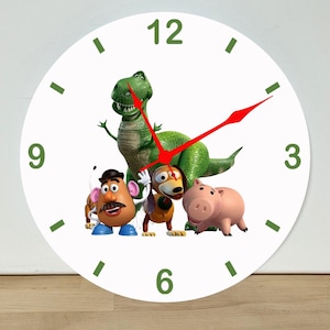 Toy Story "Rex Mr. Patato Head Hamm Slinky" Wall Clock – Cartoon Acrylic Art Home Decor - 11.5" Diameter - Custom Made in the United States