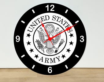 United States Army Eagle Logo Wall Clock – Wall Art Home Decor - Acrylic Print - 11.5" Diameter - Custom Made in the United States