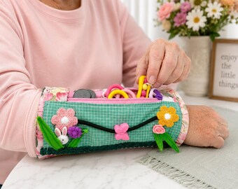 Spring Garden Arm Fidget Band | Sensory Sleeve for Dementia Care | Alzheimer’s Activity Aid | Handmade Adaptive Fidget Quilt