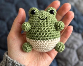 No Sew Frog Crochet Pattern | Mini Sitting Frog Amigurumi PDF | Easy Beginner Keychain Plush Instant Download