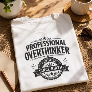 Camiseta para personas que piensan demasiado, camiseta certificada desde el nacimiento, regalo divertido para personas que piensan demasiado, camiseta para introvertidos, camiseta con estampado sarcástico.