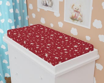 Rode ster baby aankleedkussenhoes, hemels babybeddengoed, jersey gebreide polyester mix