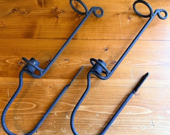 Par de apliques de pared vintage de hierro negro para velas, estilo rústico primitivo de granja, para jardín, portavelas de 40 cm (16 pulgadas)